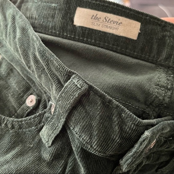 Anthropologie AG Slim Straight Stevie Corduroy Pant in Holly Green Size 26 - Picture 7 of 9